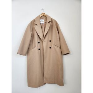 ZARA Oversized Double-Breasted Coat in Camel | Size M